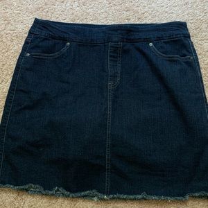 Fringed jean skort